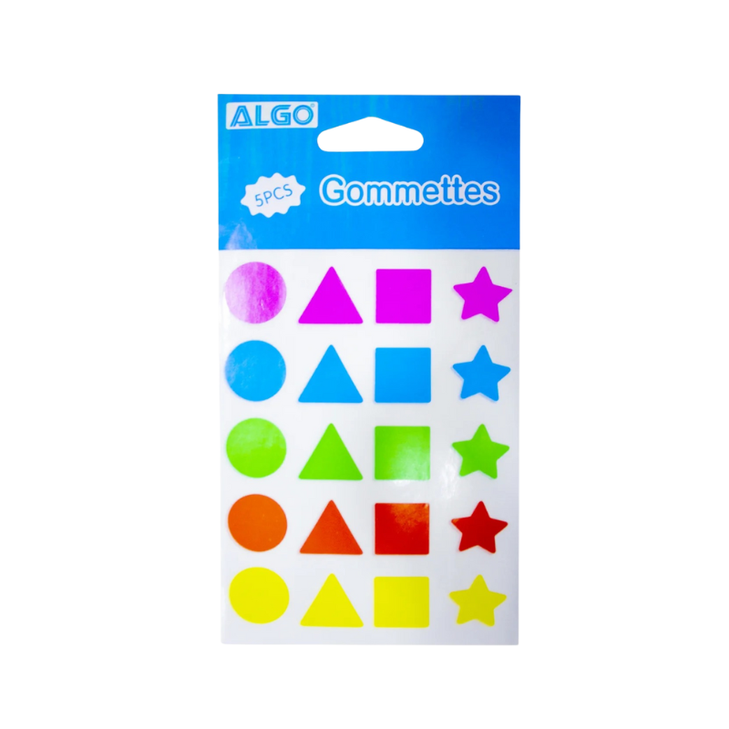 Gommettes Formes Assorties 5 Couleurs