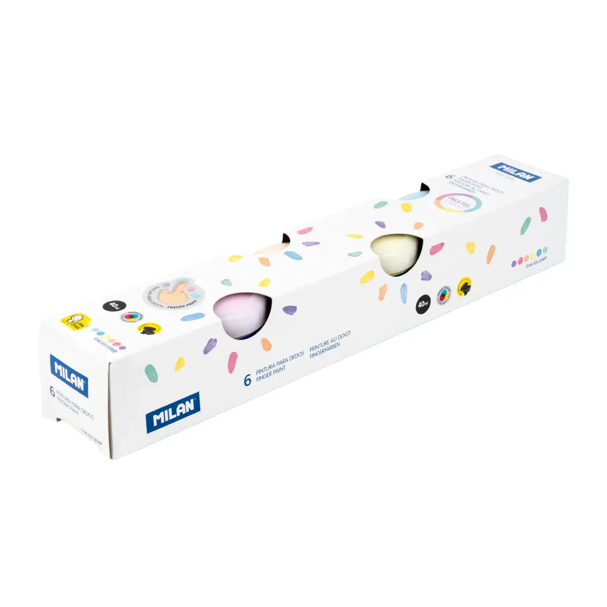 Boîte 6 pots 40 ml peinture au doigts couleurs pastel