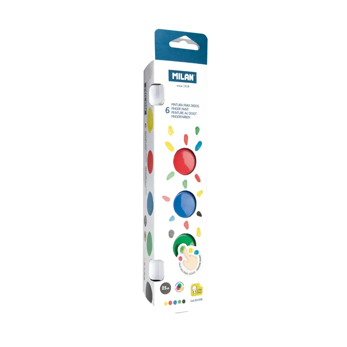 Boîte 6 pots 25 ml peinture au doigt couleurs basiques