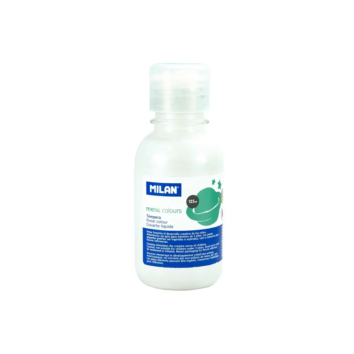 Bouteille gouache 125 ml blanc métallisé