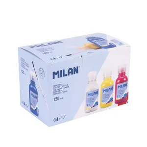 Boîte 6 bouteilles de gouache de couleur 125 ml avec pinceau