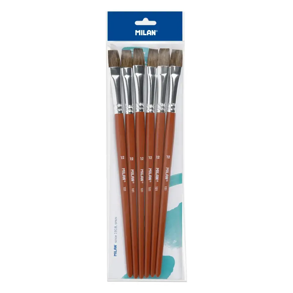 Sachet 6 pinceaux scolaires plats série 121 nº 12