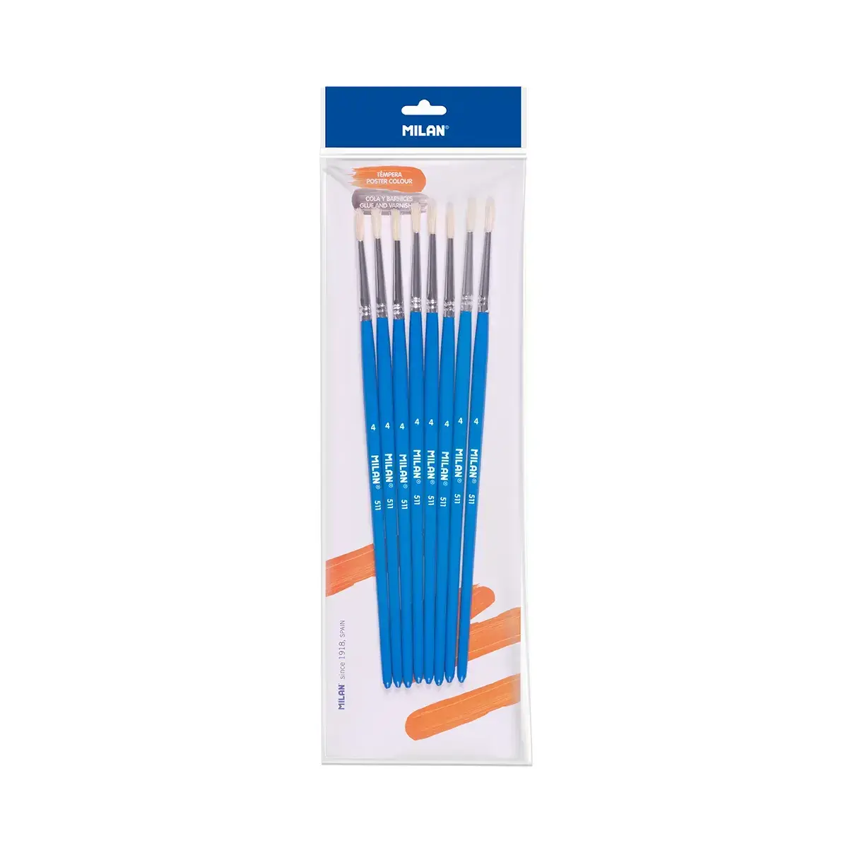 Sachet 8 pinceaux soie de porc ronds pour colle et gouache série 511 nº4