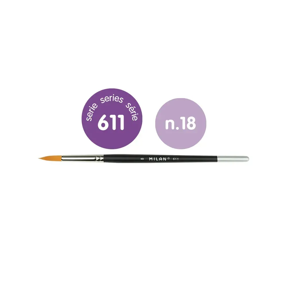 Sachet 3 pinceaux 'Premium Synthetic' ronds manche court série 611 nº 18