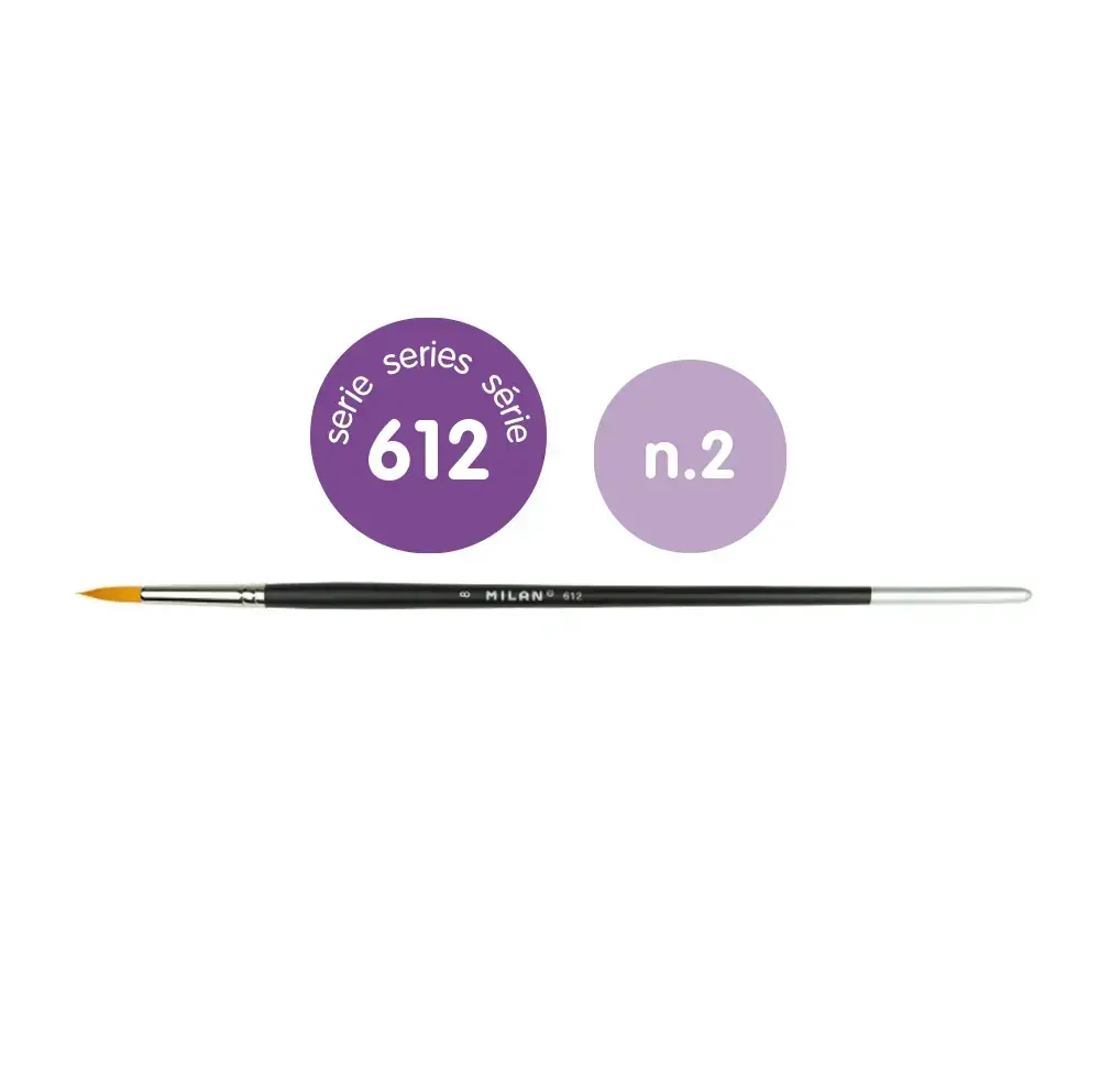 Sachet 6 pinceaux 'Premium Synthetic' ronds manche long série 612 nº 2