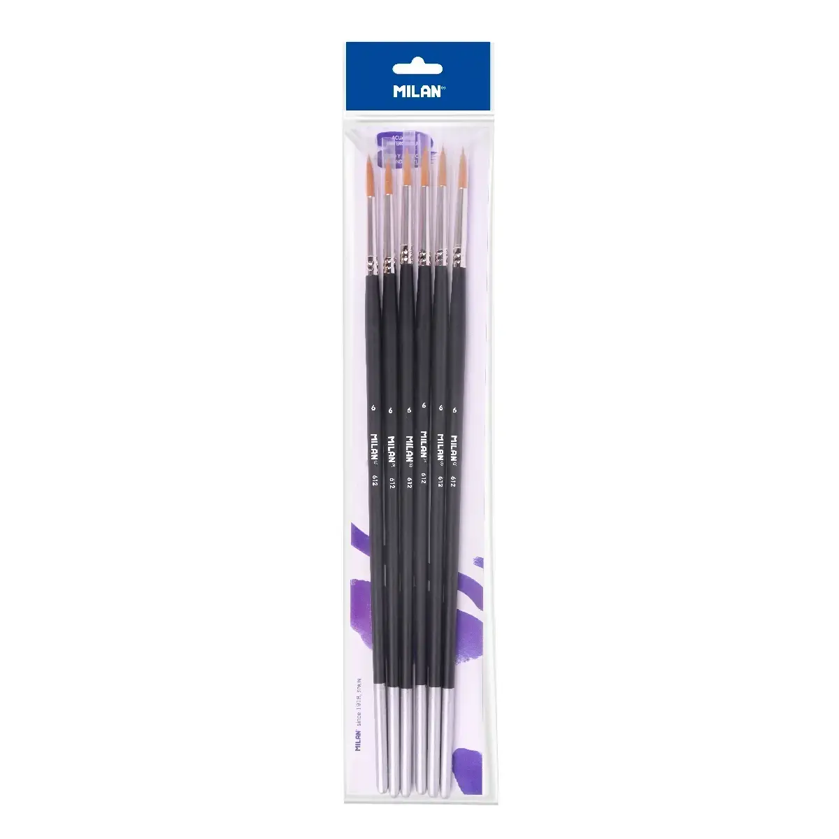 Sachet 6 pinceaux 'Premium Synthetic' ronds manche long série 612 nº 6
