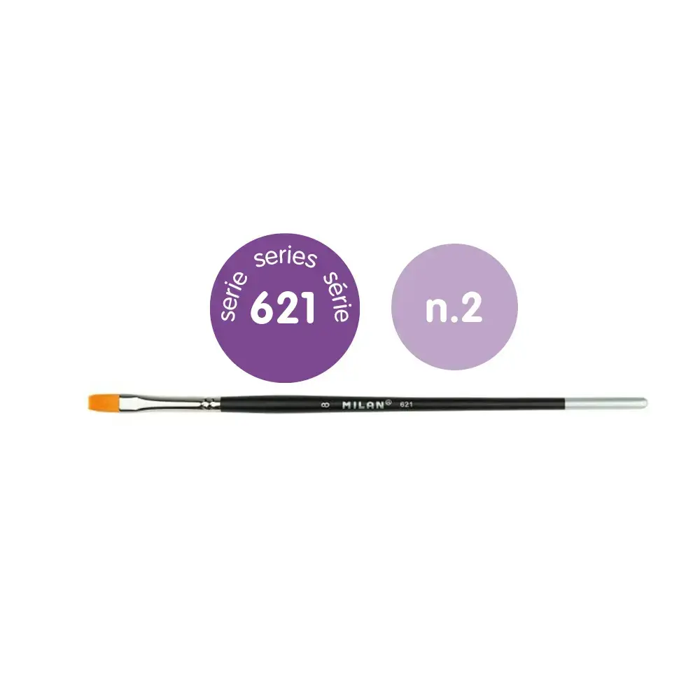 Sachet 6 pinceaux 'Premium Synthetic' plats manche court série 621 nº 2