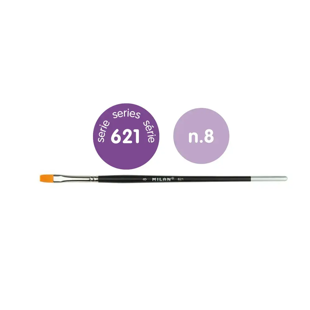 Sachet 6 pinceaux 'Premium Synthetic' plats manche court série 621 nº 8
