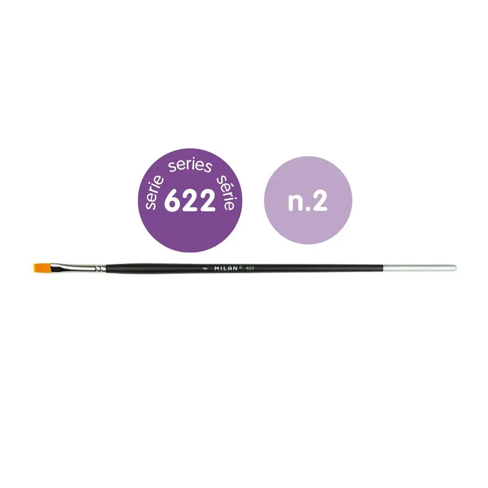 Sachet 6 pinceaux 'Premium Synthetic' plats manche long série 622 nº 2
