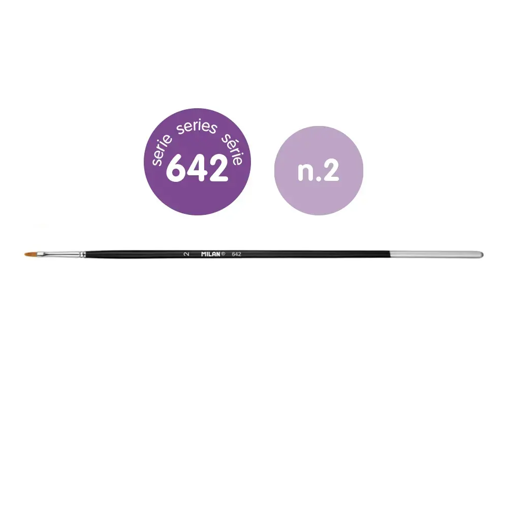 Sachet 6 pinceaux 'Premium Synthetic' langue de chat manche long série 642 nº 2
