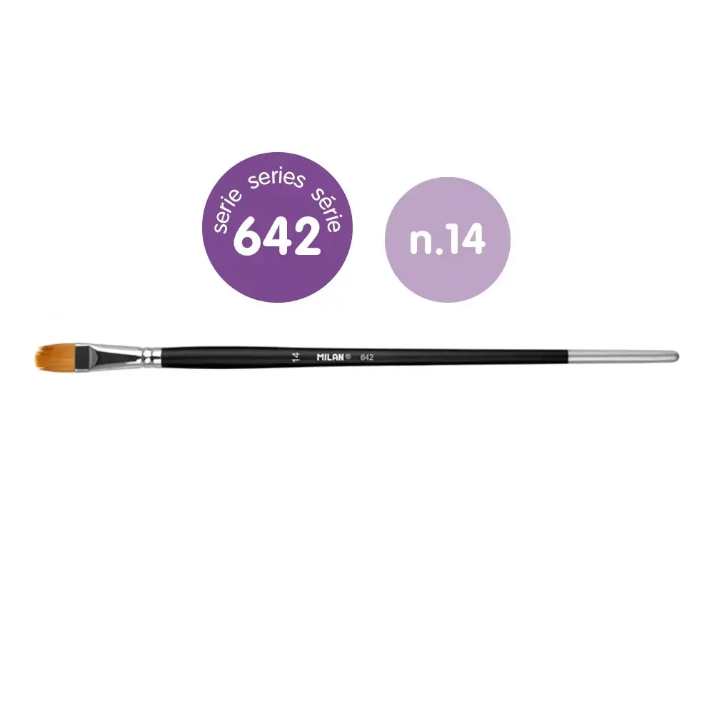 Sachet 3 pinceaux 'Premium Synthetic' langue de chat manche long série 642 nº 14