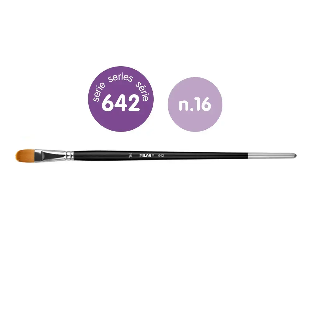 Sachet 3 pinceaux 'Premium Synthetic' langue de chat manche long série 642 nº 16