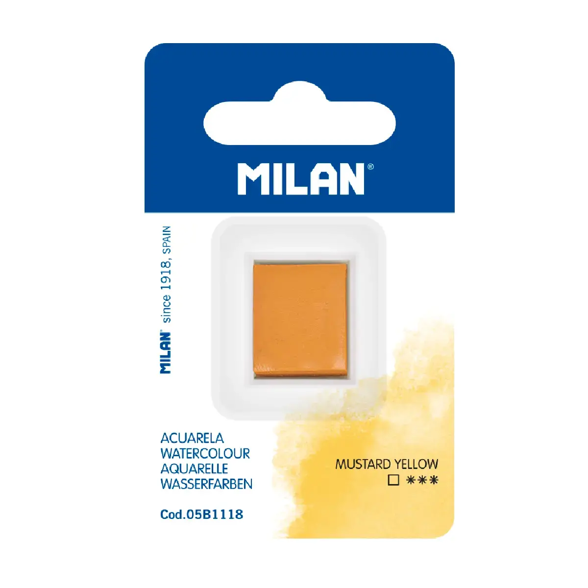 Recharge aquarelle demi-godet MILAN Art, jaune foncé