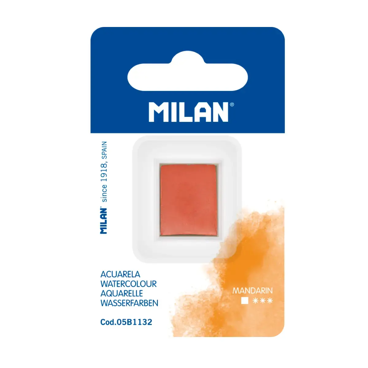 Recharge aquarelle demi-godet MILAN Art, orange foncé
