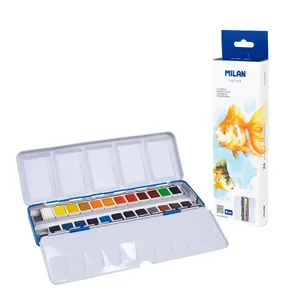 Boîte métal 24 aquarelles demi-godet MILAN Art