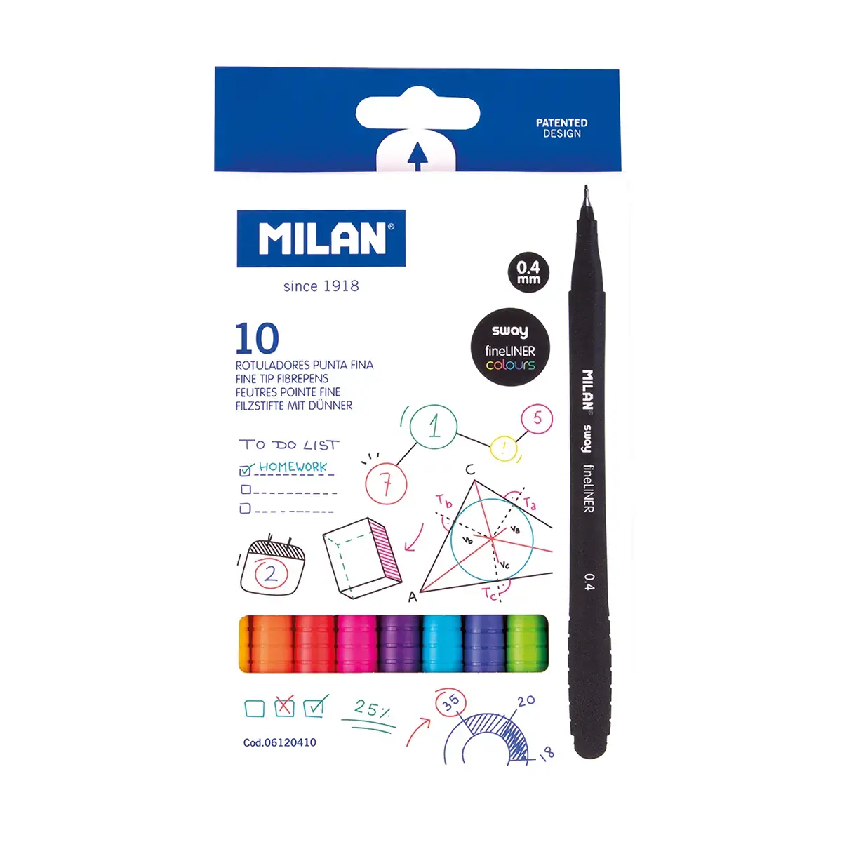 Boîte 10 feutres pointe fine SWAY fineliner 0,4 mm