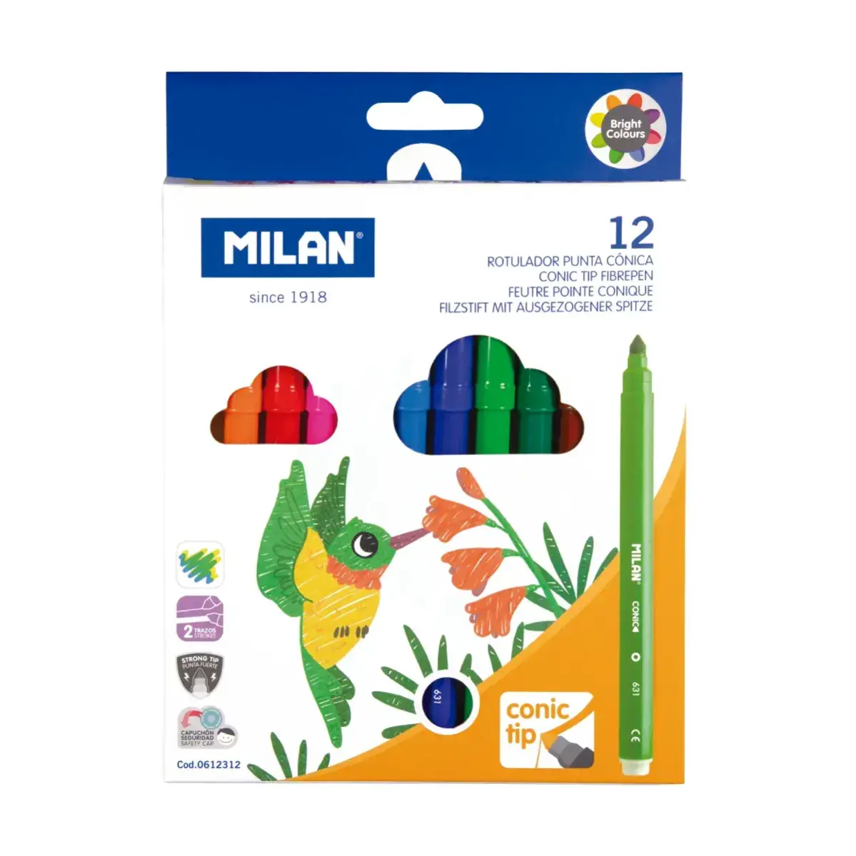 Boîte 12 feutres pointe conique
