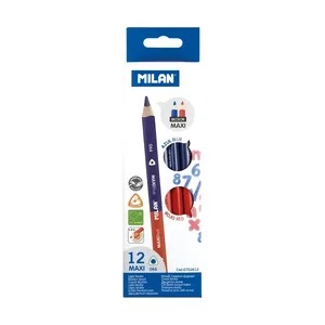 Boîte 12 crayons bicolores bleu - rouge MAXI triangulaires
