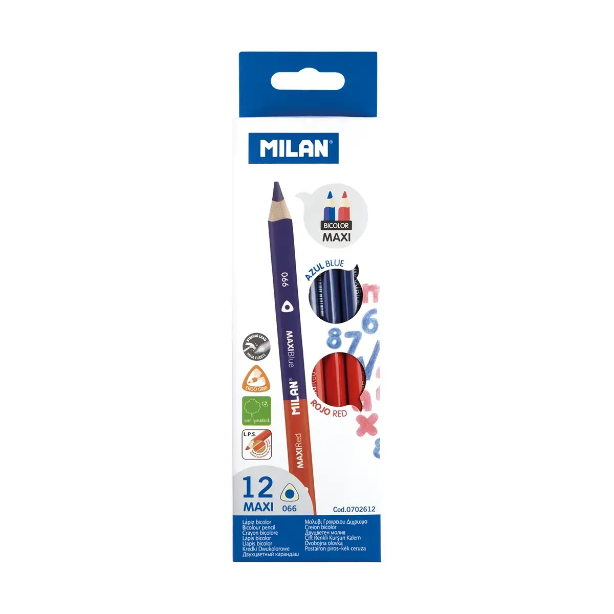 Boîte 12 crayons bicolores bleu - rouge MAXI triangulaires