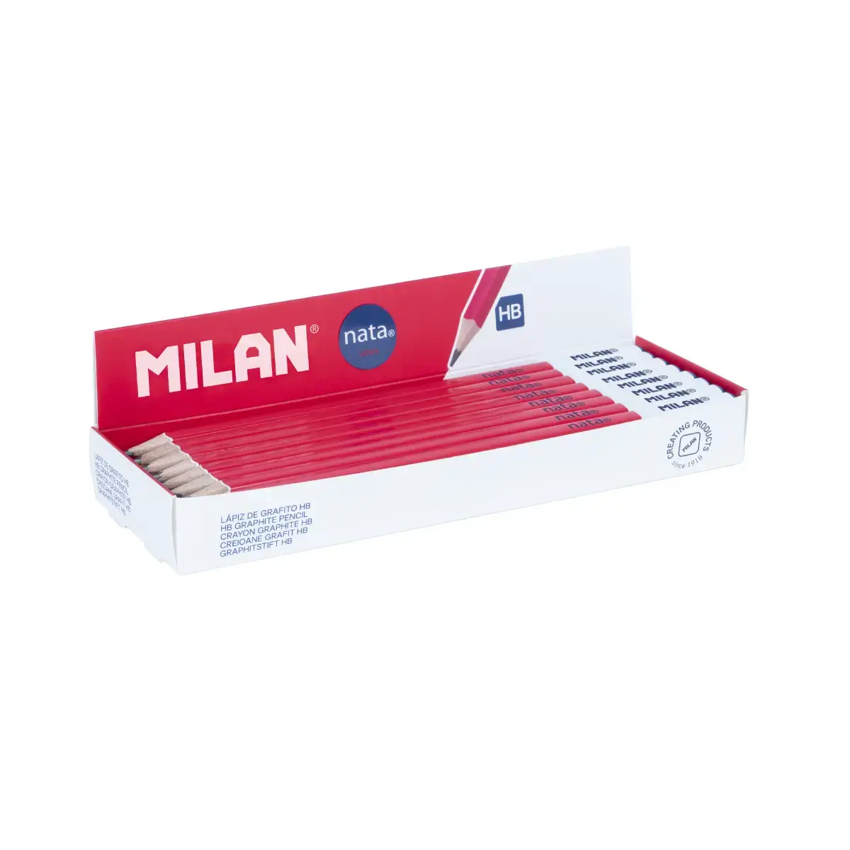 Boîte présentoir 24 crayons graphite HB carrés, MILAN nata® 624