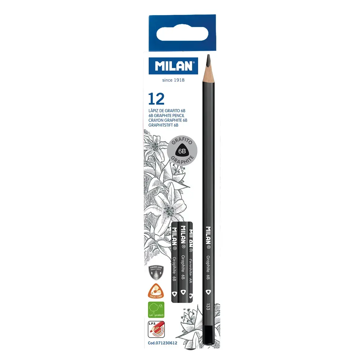 Boîte 12 crayons graphite 6B triangulaires