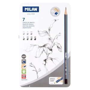 Boite métallique 7 crayons graphite (2H, H, HB, B, 2B, 4B et 6B) + 1 gomme The Master Gum + gomme 2424 + 1 taille-crayons