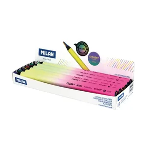 Boîte présentoir 12 crayons graphite multicouleur MAXI ronds, série Sunset