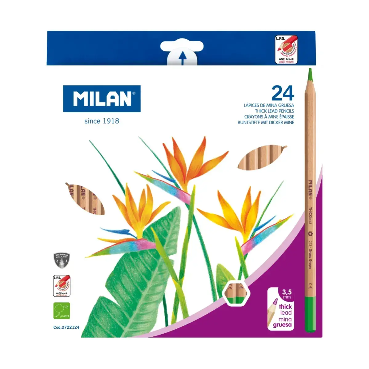 Boîte 24 crayons de couleur mine épaisse Ø 3,5 mm hexagonaux