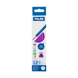 Boîte 12 crayons de couleur lilas foncé triangulaires