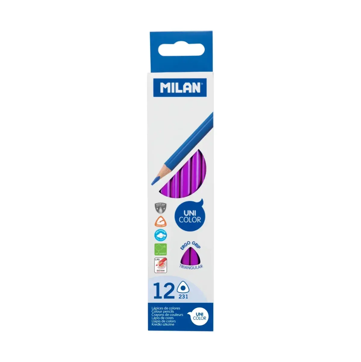 Boîte 12 crayons de couleur lilas foncé triangulaires