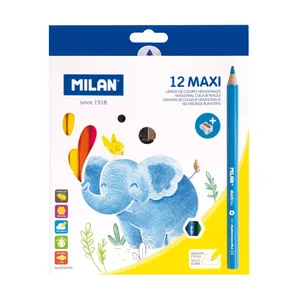 Boîte 12 crayons de couleur MAXI hexagonaux + taille-crayons