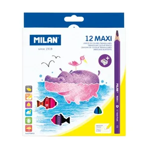 Boîte 12 crayons de couleur MAXI triangulaires + taille-crayons