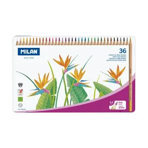 Boîte métallique 36 crayons de couleur mine épaisse Ø 3,5 mm hexagonaux