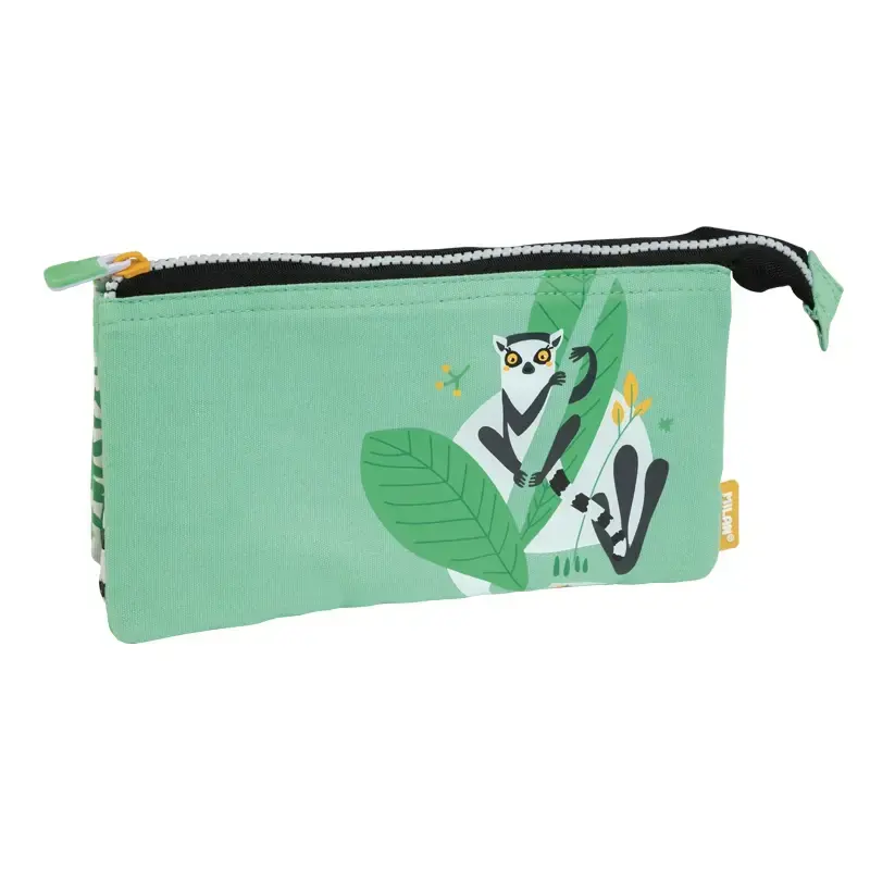 Trousse 5 compartiments Hide & Seek, vert (lémurien)