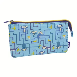 Trousse 5 compartiments éclair série Tangled Monkeys, bleu