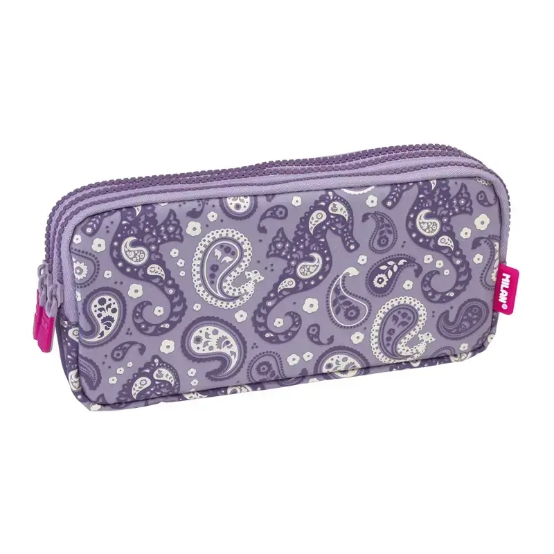 Trousse 3 fermetures éclair Drops lilas