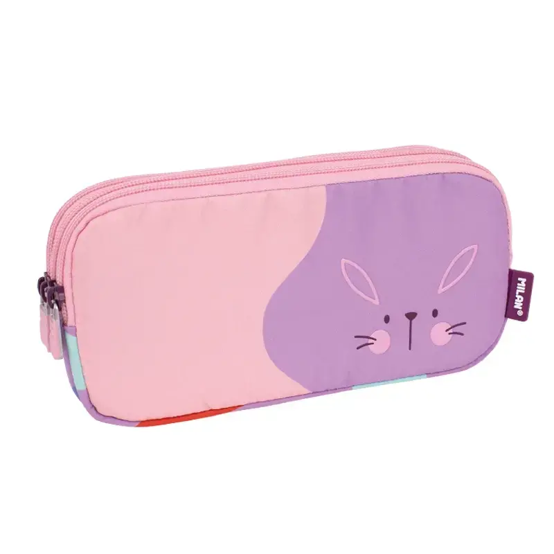 Trousse 3 compartiments série spéciale Fun Animals violet
