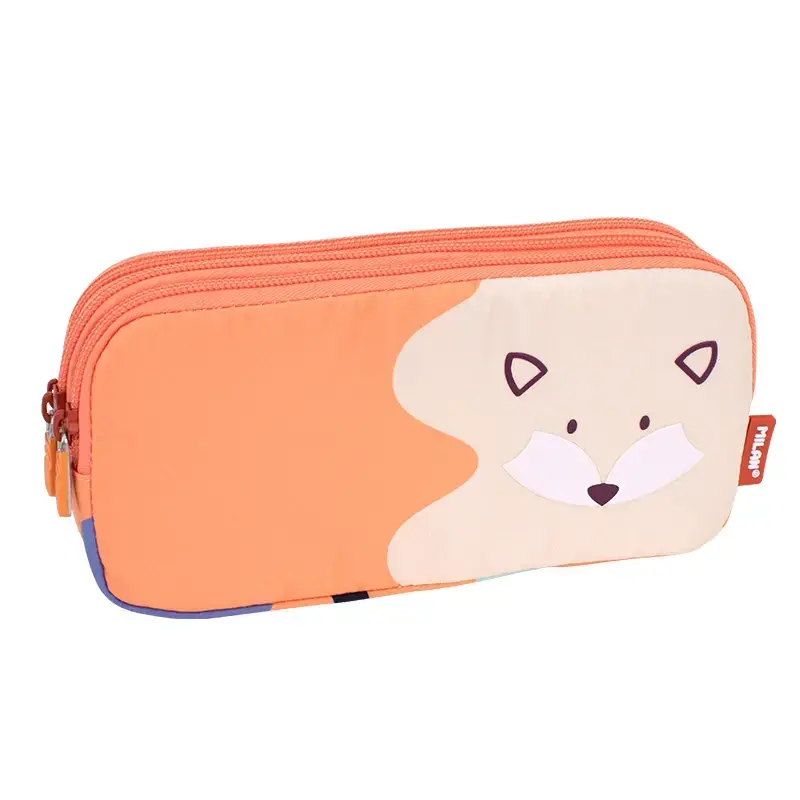 Trousse 3 compartiments série spéciale Fun Animals orange