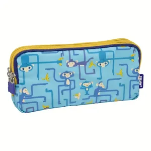 Trousse 3 fermetures éclair série Tangled Monkeys, bleu