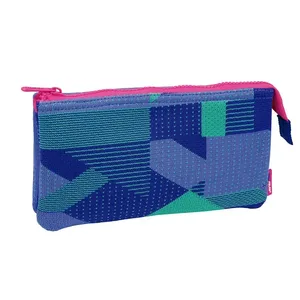 Trousse 3 compartiments Knit lilas et vert