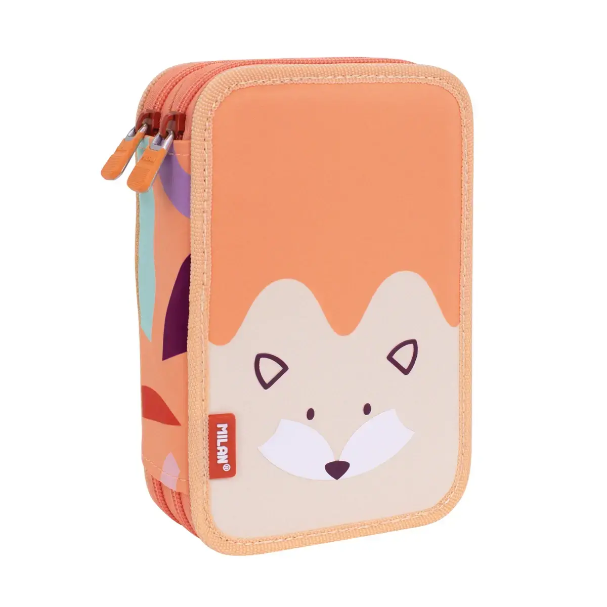 Plumier 2 compartiments avec contenu série spéciale Fun Animals orange