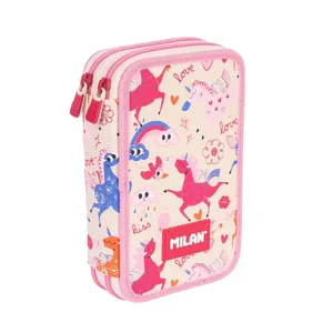 Plumier 2 compartiments avec contenu série spéciale Flowicorn, beige