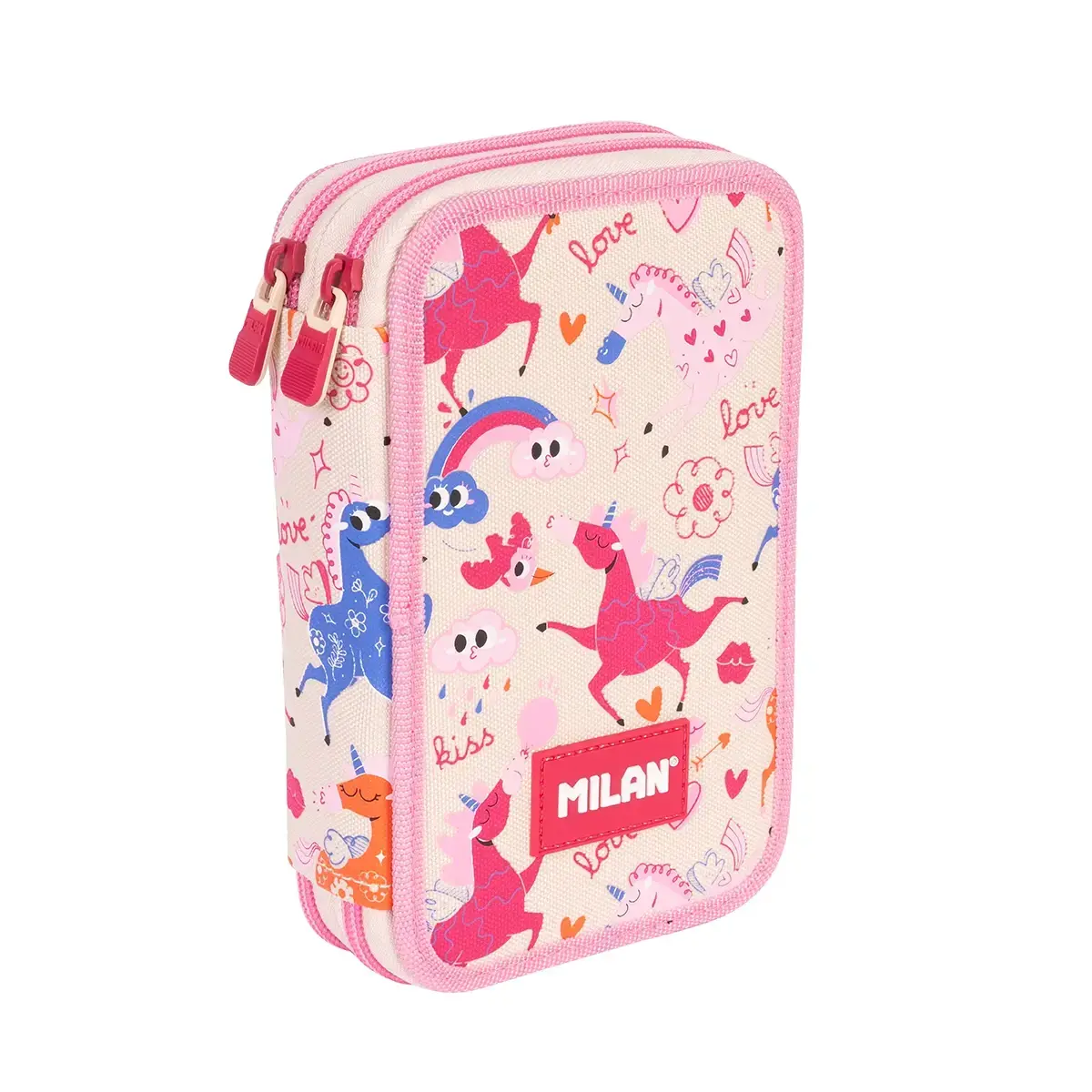 Plumier 2 compartiments avec contenu série spéciale Flowicorn, beige