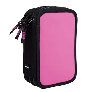 Plumier 3 compartiments avec contenu Compact Fluo rose