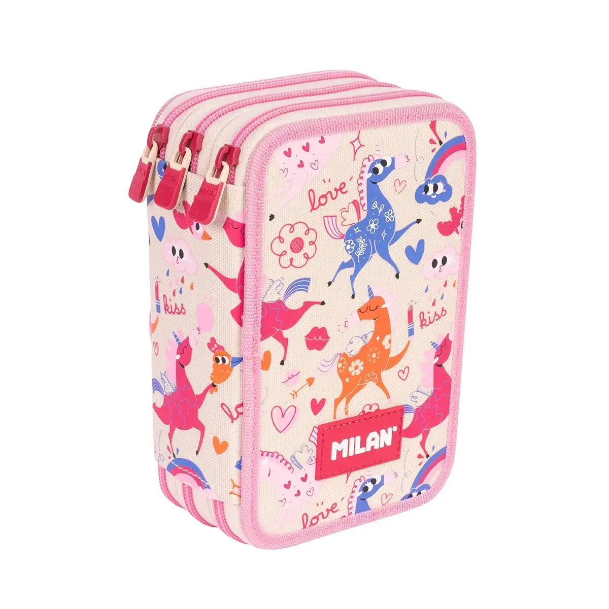Plumier 3 compartiments avec contenu série spéciale Flowicorn, beige