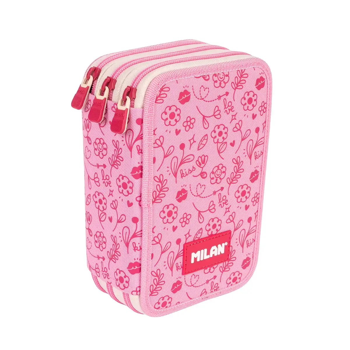 Plumier 3 compartiments avec contenu série spéciale Flowicorn, rose