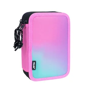 Plumier à 3 compartiments avec contenu Sunset, rose