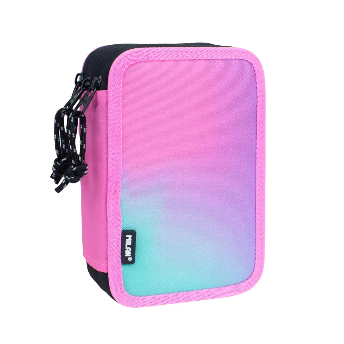 Plumier à 3 compartiments avec contenu Sunset, rose
