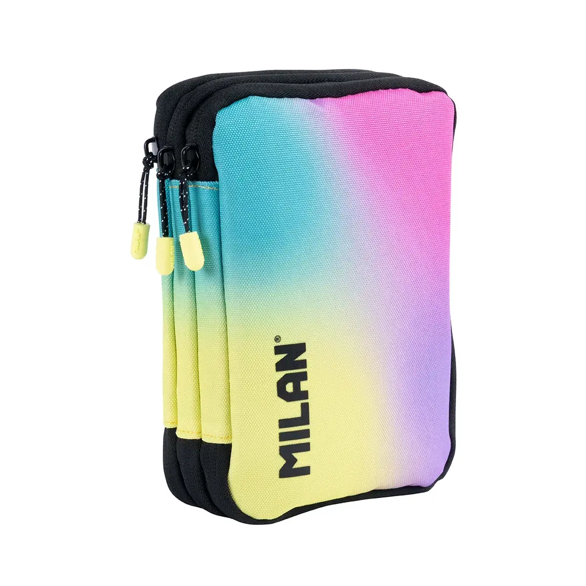 Plumier à 3 compartiments avec contenu collection Sunset, noir