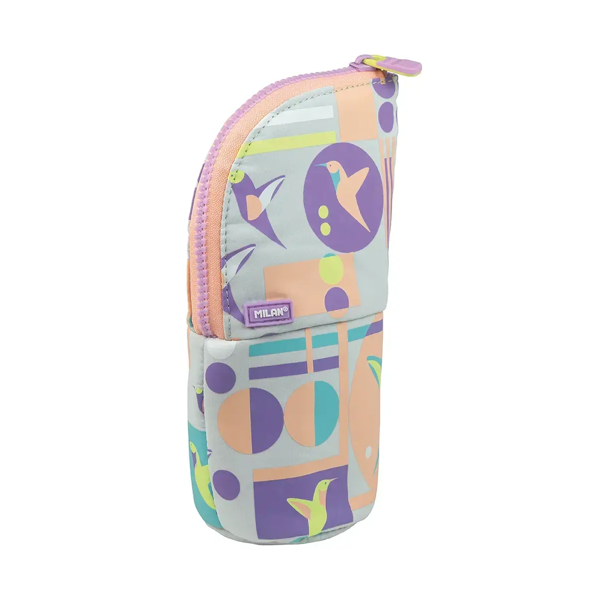 Trousse verticale Sugar Colibrí Pastel, rose et gris